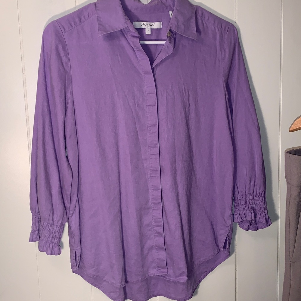 Foxcroft Lavender linen Blouse